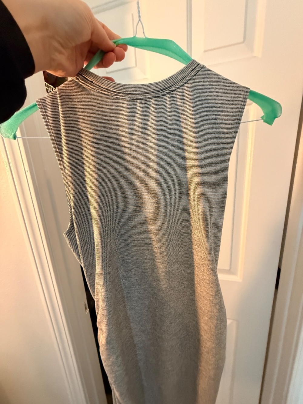 Athleta gray maxi dress micro stripe Henley size small - Picture 10 of 12